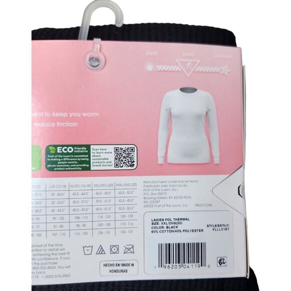 Fruit of the Loom EverSoft Women's Waffle Crew Shirt Size XXL (20) Black NWT - Picture 3 of 10